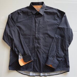 Cuadra Long Sleeve Cotton Black Patterned Men's Button Down Shirt